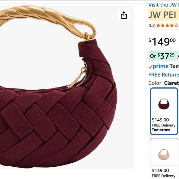 JW PEI Orla Weave Burgundy Handbag - Picture 5 of 5